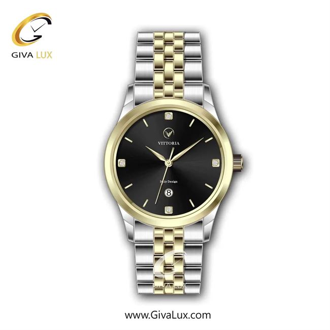 ساعت مچی اورجینال زنانه ویتوریا | Vittoria طلایی | نقره ای-طلایی| مشکی| کد رفرنس VT3298L