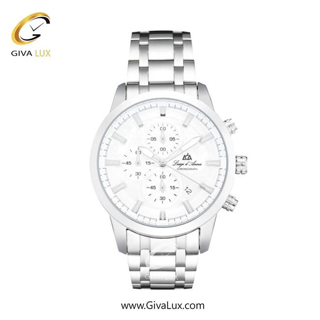 ساعت مچی اورجینال مردانه LdA | لوئیجی د آنا | Luigi d'Ana سه موتوره کرنوگراف نقره ای | نقره ای| سفید| کد رفرنس 2514