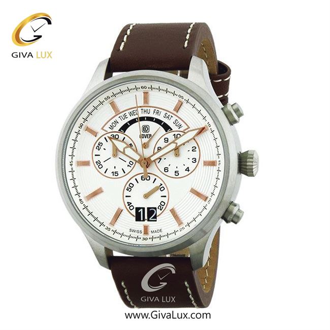 ساعت مچی اورجینال مردانه کاور سه موتوره کرنوگراف نقره ای | قهوه ای| سفید| کد رفرنس CO33.07