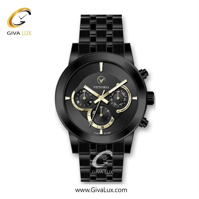 ساعت مچی اورجینال مردانه ویتوریا | Vittoria سه موتوره فول تایم مشکی | مشکی| مشکی| کد رفرنس VT3310