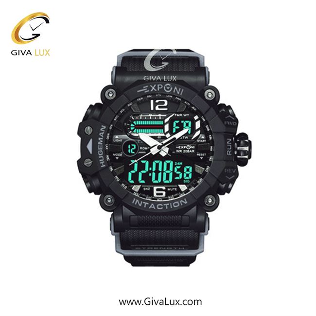 ساعت مچی اورجینال اکسپونی مردانه دو زمانه مشکی | مشکی | طوسی | کد رفرنس 3310 BK/SR