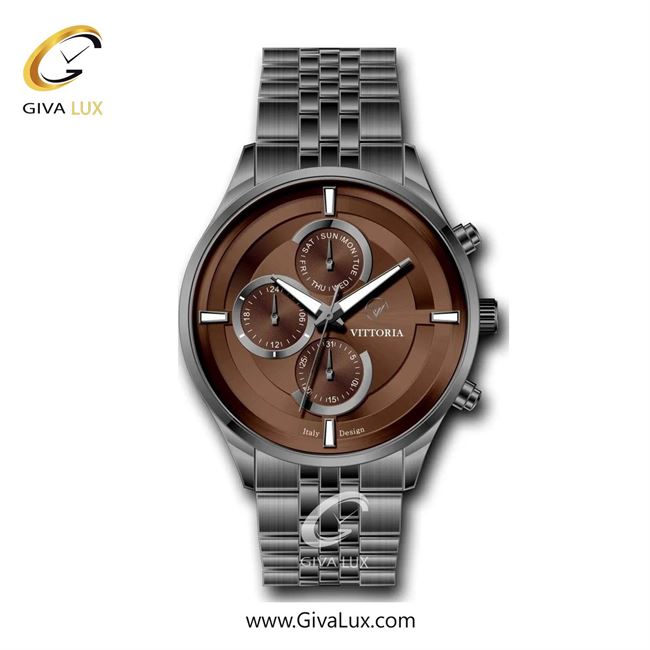 ساعت مچی اورجینال مردانه ویتوریا | Vittoria سه موتوره فول تایم تیتانیوم | تیتانیوم(زغالی)| کافی| کد رفرنس VT3311