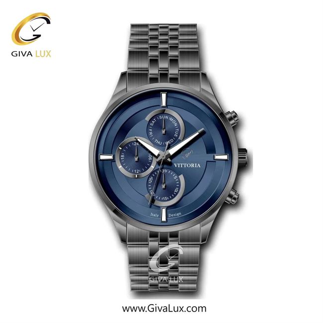 ساعت مچی اورجینال مردانه ویتوریا | Vittoria سه موتوره فول تایم تیتانیوم | تیتانیوم(زغالی)| سرمه ای| کد رفرنس VT3311