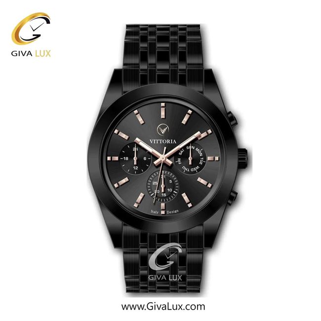 ساعت مچی اورجینال مردانه ویتوریا | Vittoria سه موتوره فول تایم مشکی | مشکی| مشکی| کد رفرنس VT3313