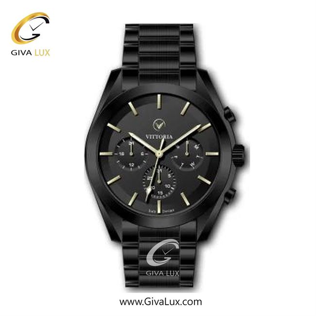 ساعت مچی اورجینال مردانه ویتوریا | Vittoria سه موتوره فول تایم مشکی | مشکی| مشکی| کد رفرنس VT3314