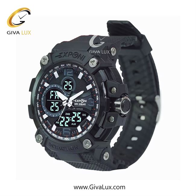 ساعت مچی اورجینال اکسپونی مردانه دو زمانه مشکی | مشکی | مشکی | کد رفرنس 3322G BK/BK