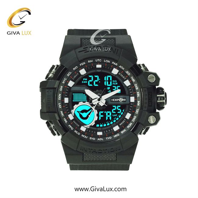 ساعت مچی اورجینال اکسپونی مردانه دو زمانه مشکی | مشکی | طوسی | کد رفرنس 3323 BK/SR