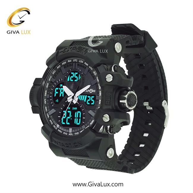 ساعت مچی اورجینال اکسپونی مردانه دو زمانه مشکی | مشکی | مشکی | کد رفرنس 3323H BK/BK