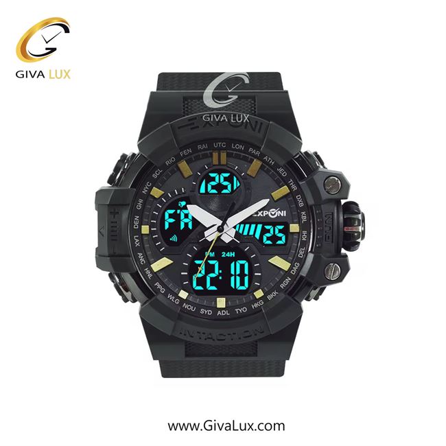 ساعت مچی اورجینال اکسپونی مردانه دو زمانه مشکی | مشکی | طلایی | کد رفرنس 3323H BK/GD