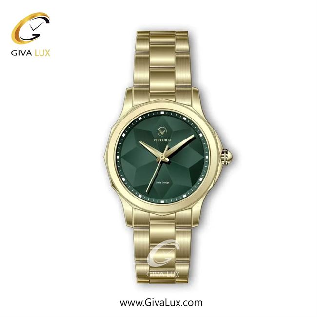 ساعت مچی اورجینال زنانه ویتوریا | Vittoria طلایی | طلایی| سبز یشمی تیره| کد رفرنس VT3325