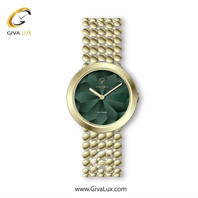 ساعت مچی اورجینال زنانه ویتوریا | Vittoria طلایی | طلایی| سبز یشمی تیره| کد رفرنس VT3326
