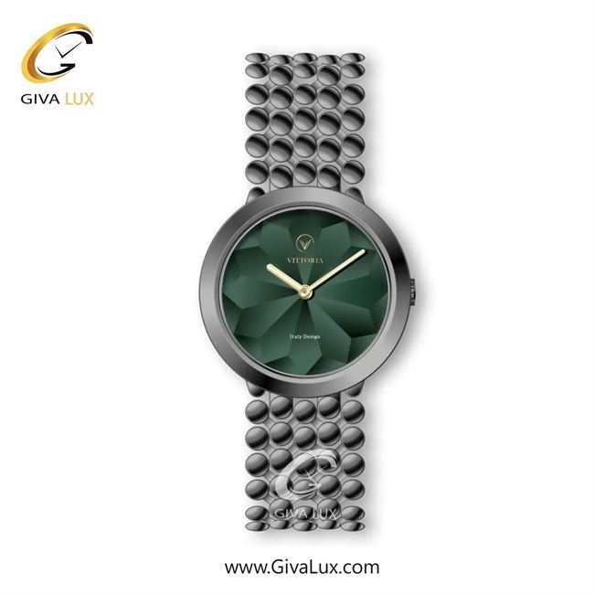ساعت مچی اورجینال زنانه ویتوریا | Vittoria تیتانیوم | تیتانیوم(زغالی)| سبز یشمی تیره| کد رفرنس VT3326