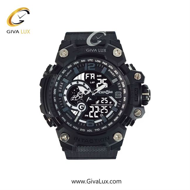 ساعت مچی اورجینال اکسپونی مردانه دو زمانه مشکی | مشکی | طوسی | کد رفرنس 3327 BK/SR