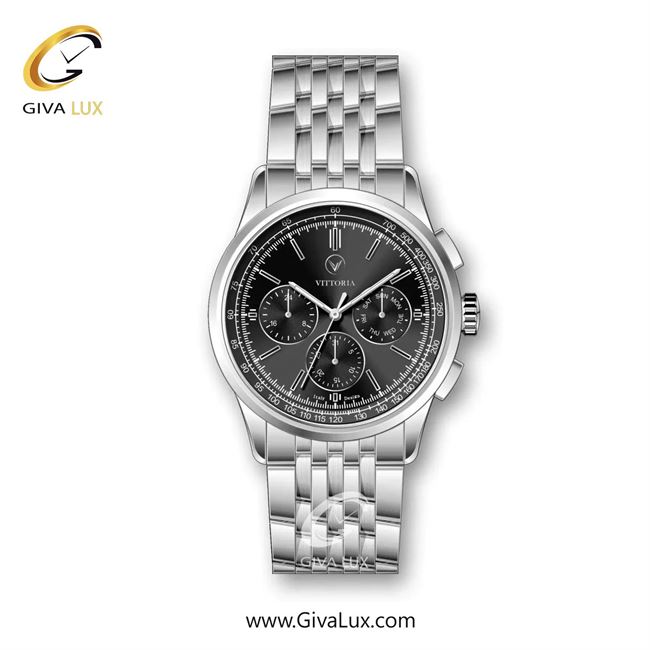 ساعت مچی اورجینال مردانه ویتوریا | Vittoria سه موتوره فول تایم نقره ای | نقره ای| مشکی| کد رفرنس VT3330