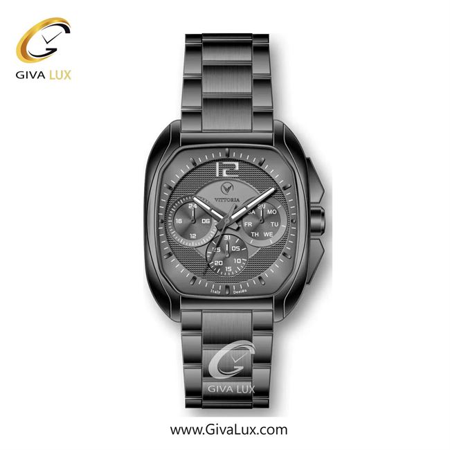 ساعت مچی اورجینال مردانه ویتوریا | Vittoria سه موتوره فول تایم تیتانیوم | تیتانیوم(زغالی)| دودی|تیتانیوم| کد رفرنس VT3331