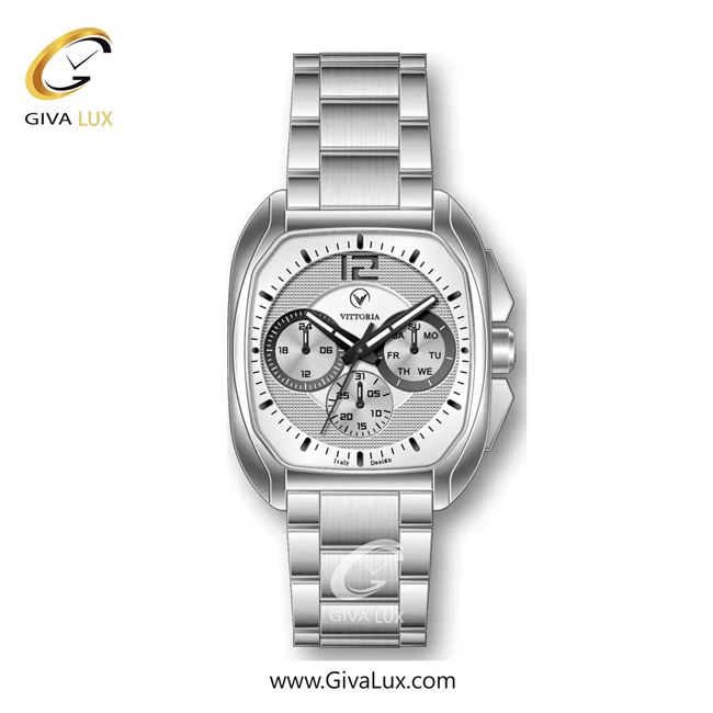 ساعت مچی اورجینال مردانه ویتوریا | Vittoria سه موتوره فول تایم نقره ای | نقره ای| نقره ای| کد رفرنس VT3331