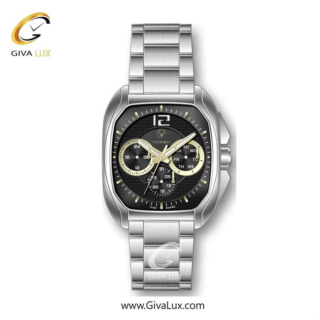 ساعت مچی اورجینال مردانه ویتوریا | Vittoria سه موتوره فول تایم نقره ای | نقره ای| مشکی| کد رفرنس VT3331