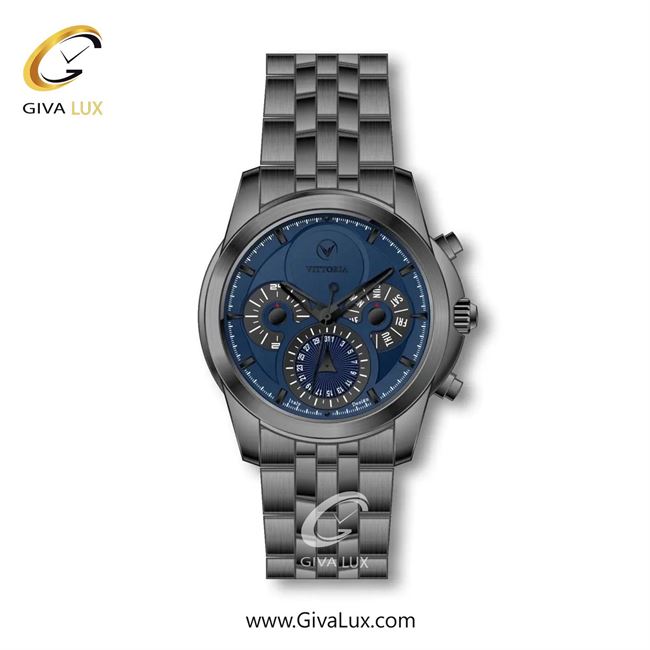 ساعت مچی اورجینال مردانه ویتوریا | Vittoria سه موتوره فول تایم تیتانیوم | تیتانیوم(زغالی)| سرمه ای| کد رفرنس VT3332