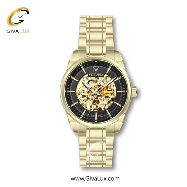 ساعت مچی اورجینال مردانه ویتوریا | Vittoria طلایی | طلایی| مشکی| کد رفرنس VT3334