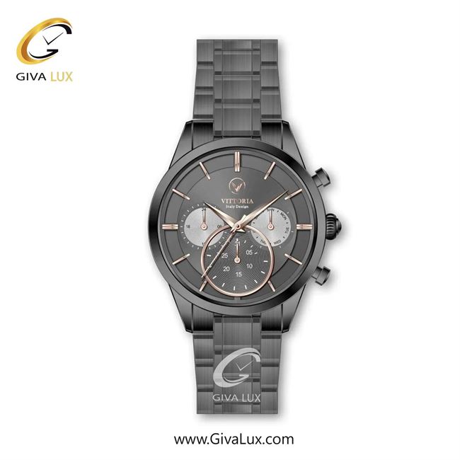 ساعت مچی اورجینال مردانه ویتوریا | Vittoria سه موتوره فول تایم تیتانیوم | تیتانیوم(زغالی)| دودی|تیتانیوم| کد رفرنس VT3335