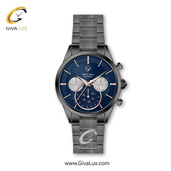 ساعت مچی اورجینال مردانه ویتوریا | Vittoria سه موتوره فول تایم تیتانیوم | تیتانیوم(زغالی)| سرمه ای| کد رفرنس VT3335