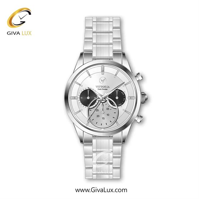 ساعت مچی اورجینال مردانه ویتوریا | Vittoria سه موتوره فول تایم نقره ای | نقره ای| نقره ای| کد رفرنس VT3335