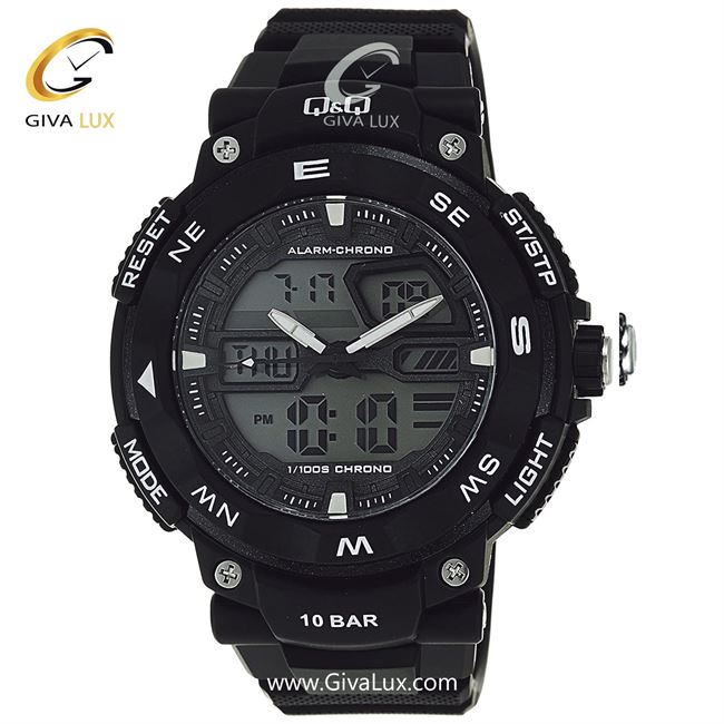 ساعت مچی اورجینال اسپرت کیو اند کیو Q&Q دو زمانه مشکی | مشکی| مشکی| کد رفرنس GW85J001Y