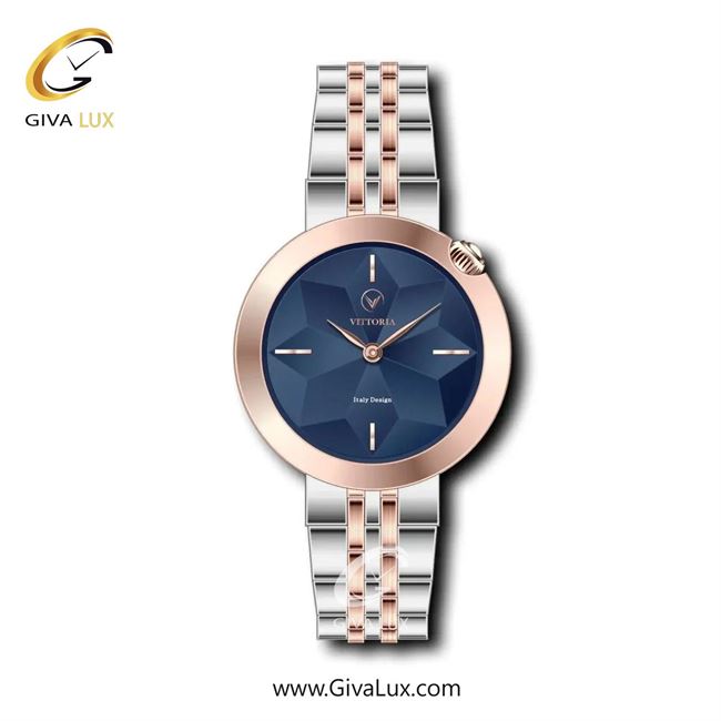 ساعت مچی اورجینال زنانه ویتوریا | Vittoria رزگلد | نقره ای-رزگلد| سرمه ای| کد رفرنس VT3341