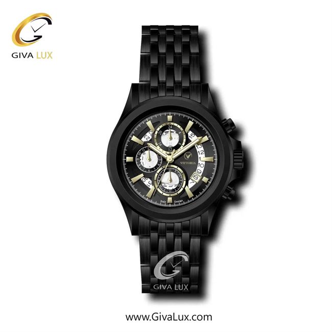 ساعت مچی اورجینال مردانه ویتوریا | Vittoria سه موتوره کرنوگراف مشکی | مشکی| مشکی| کد رفرنس VT3351