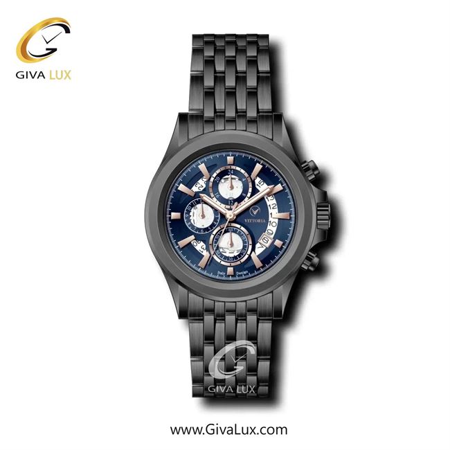 ساعت مچی اورجینال مردانه ویتوریا | Vittoria سه موتوره کرنوگراف تیتانیوم | تیتانیوم(زغالی)| سرمه ای| کد رفرنس VT3351