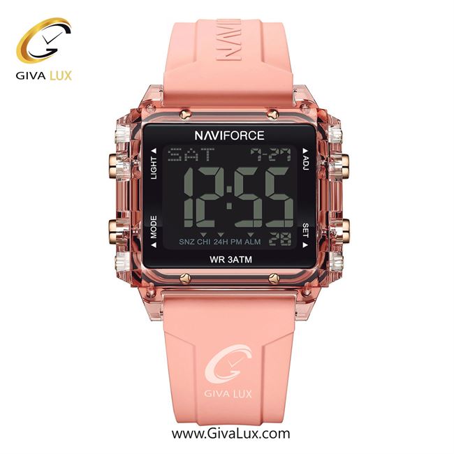 ساعت مچی اورجینال زنانه-اسپرت ناوی فورس|Naviforce|نوی فورس|نیوی فورس صورتی | صورتی| مشکی| کد رفرنس NF7101 P/P