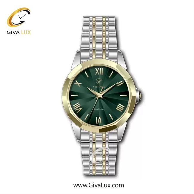 ساعت مچی اورجینال زنانه ویتوریا | Vittoria طلایی | نقره ای-طلایی| سبز یشمی تیره| کد رفرنس VT3363