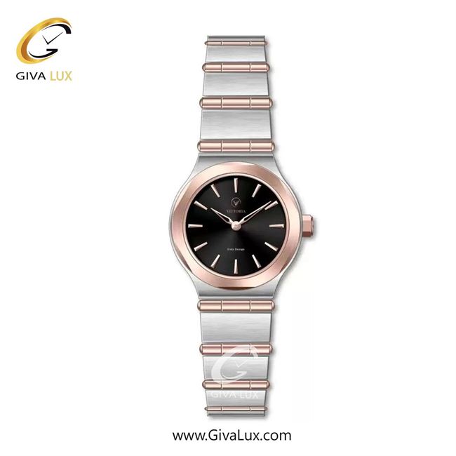 ساعت مچی اورجینال زنانه ویتوریا | Vittoria رزگلد | رزگلد-نقره ای| مشکی| کد رفرنس VT3364