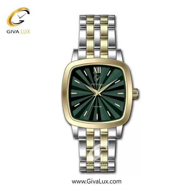 ساعت مچی اورجینال زنانه ویتوریا | Vittoria طلایی | طلایی-نقره ای| سبز یشمی تیره| کد رفرنس VT3366