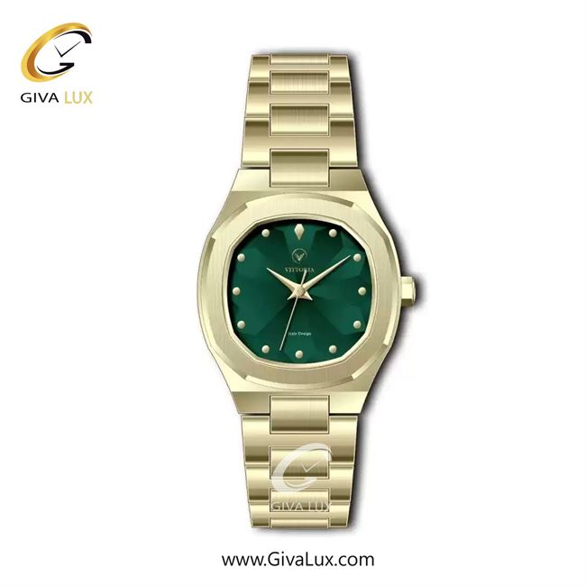 ساعت مچی اورجینال زنانه ویتوریا | Vittoria طلایی | طلایی| سبز یشمی تیره| کد رفرنس VT3367L