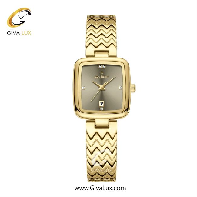 ساعت مچی اورجینال زنانه کلبرت COLBERT طلایی | طلایی| خاکی| کد رفرنس 0338L
