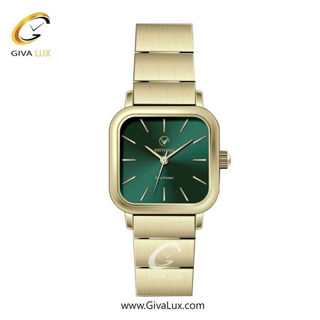ساعت مچی اورجینال زنانه ویتوریا | Vittoria طلایی | طلایی| سبز یشمی تیره| کد رفرنس VT3386