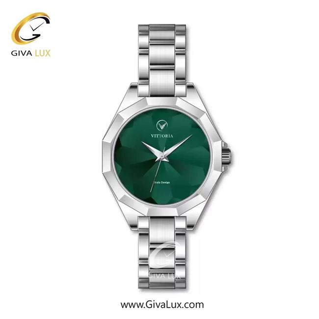 ساعت مچی اورجینال زنانه ویتوریا | Vittoria نقره ای | نقره ای| سبز یشمی تیره| کد رفرنس VT3405