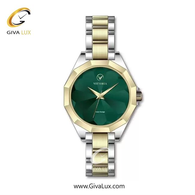 ساعت مچی اورجینال زنانه ویتوریا | Vittoria طلایی | طلایی-نقره ای| سبز یشمی تیره| کد رفرنس VT3405