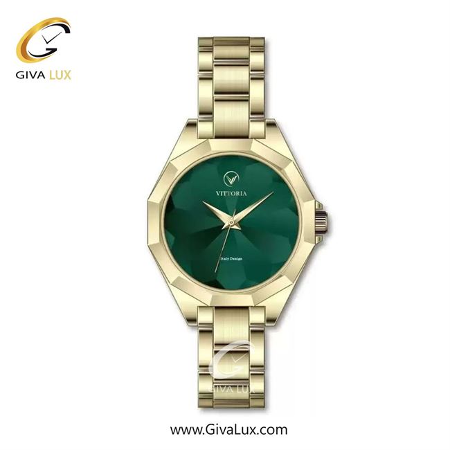 ساعت مچی اورجینال زنانه ویتوریا | Vittoria طلایی | طلایی| سبز یشمی تیره| کد رفرنس VT3405