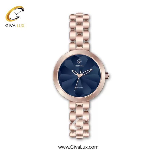 ساعت مچی اورجینال زنانه ویتوریا | Vittoria رزگلد | رزگلد| سرمه ای| کد رفرنس VT3417