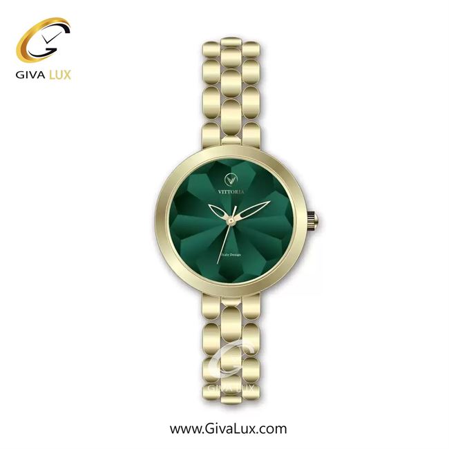 ساعت مچی اورجینال زنانه ویتوریا | Vittoria طلایی | طلایی| سبز یشمی تیره| کد رفرنس VT3417