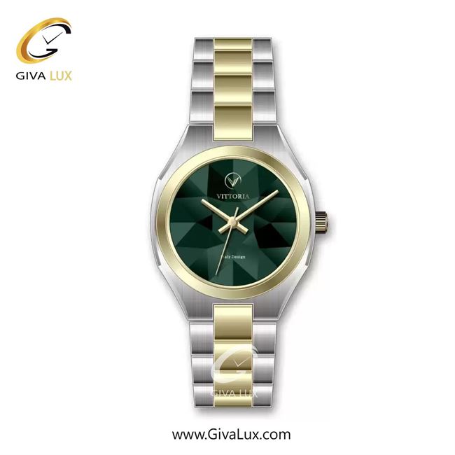 ساعت مچی اورجینال زنانه ویتوریا | Vittoria طلایی | طلایی-نقره ای| سبز یشمی تیره| کد رفرنس VT3418