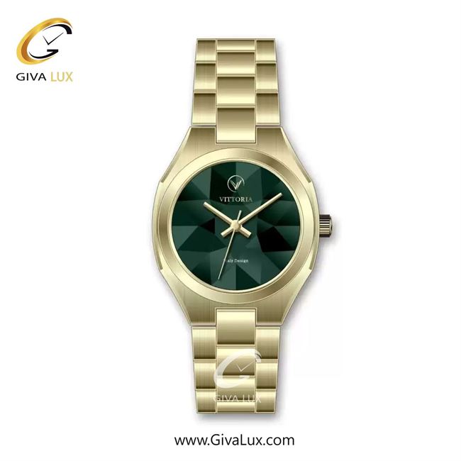 ساعت مچی اورجینال زنانه ویتوریا | Vittoria طلایی | طلایی| سبز یشمی تیره| کد رفرنس VT3418