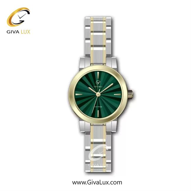 ساعت مچی اورجینال زنانه ویتوریا | Vittoria طلایی | نقره ای-طلایی| سبز یشمی تیره| کد رفرنس VT3419