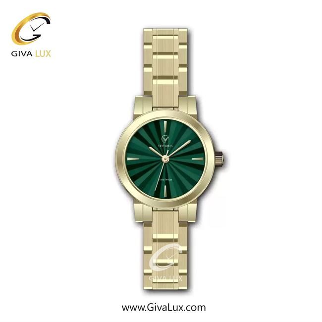 ساعت مچی اورجینال زنانه ویتوریا | Vittoria طلایی | طلایی| سبز یشمی تیره| کد رفرنس VT3419