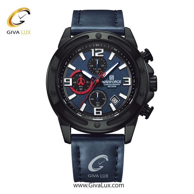 ساعت مچی اورجینال مردانه ناوی فورس|Naviforce|نوی فورس|نیوی فورس سه موتوره کرنوگراف مشکی | سرمه ای| سرمه ای| کد رفرنس NF8074 B/BE/BE