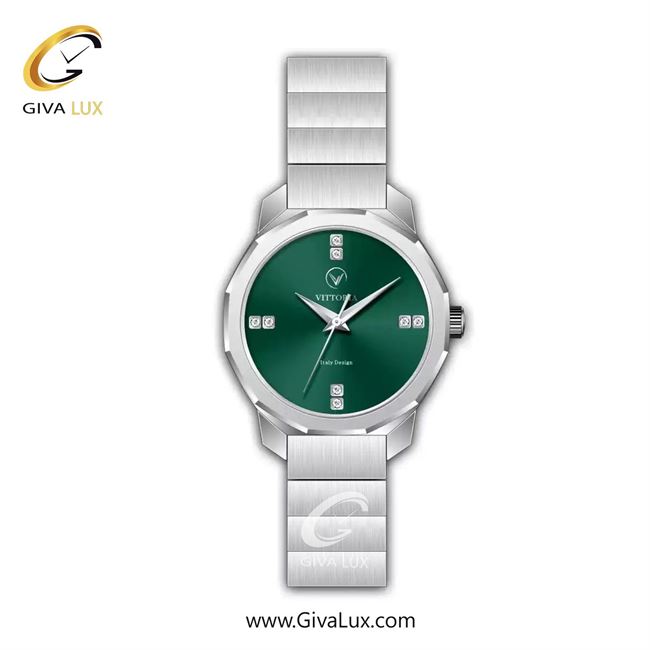 ساعت مچی اورجینال زنانه ویتوریا | Vittoria نقره ای | نقره ای| سبز یشمی تیره| کد رفرنس VT3420