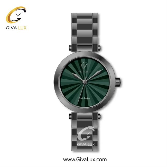ساعت مچی اورجینال زنانه ویتوریا | Vittoria تیتانیوم | تیتانیوم(زغالی)| سبز یشمی تیره| کد رفرنس VT3422
