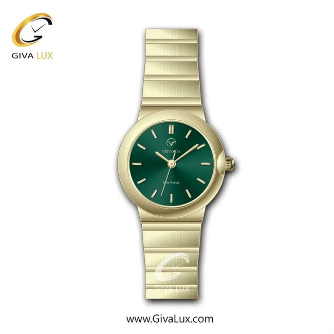 ساعت مچی اورجینال زنانه ویتوریا | Vittoria طلایی | طلایی| سبز یشمی تیره| کد رفرنس VT3424